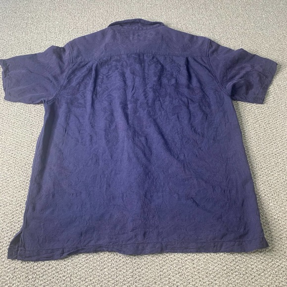 Ocean & Coast Mens Shirt Size Large Blue Washable Silk Short Sleeves Button Up - Picture 5 of 10